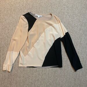 Diane von Furstenberg Colorblock Silk Blouse Size 8